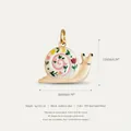 Detailed macro view of a colorful snail pendant with floral patterns and dimensions - Snail Pendant