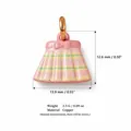 Detailed view of pink striped skirt charm with size and weight measurements - Pink Pleated Skirt Charm