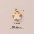 Cat shaped stainless steel pendant with orange patches and gold bail charm - Orange White Cat Pendant No.8