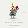 Detailed macro view of a cute robot pendant holding colorful balloons with full size specs - Robot Pendant