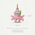 Detailed view of the pink octopus pendant showing specific dimensions and material specs - Octopus Pendant