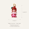 Dettaglio ciondolo gatto con cappuccio fragola, misure e specifiche del materiale in rame - Ciondolo Gatto Fragola