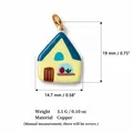 Detailed view of the yellow house charm with precise dimensions and weight specifications. - No.11 House Pendant