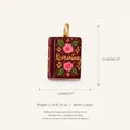 Detailed copper book charm pendant with measurement labels and weight information - Romantasy Book