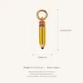 Detailed view of pencil charm with size measurements and copper material info - Pencil Style 2 Pendant