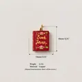 Detailed product specifications of a red Book Lover copper charm for DIY jewelry making - No.3 Magic Book Of Love Pendant