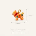 Detail view of a colorful copper dog pendant with measurements and weight specifications. - Spotted Cat