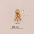 Close-up of mini golden copper key charms showing size measurements and details - No.11 Key Pendant