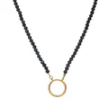 Handmade black faceted bead necklace with 14K gold-plated round clasp connector - Black Bead Clasp Necklace