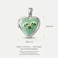 Elegante ciondolo medaglione a cuore con stampa floreale in smalto verde e rame - No. 11 Heart Openable Printed Locket / Cornice Argento Floreale Bianco