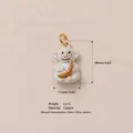 Detailed monkey with banana charm pendant made of copper with white enamel finish - No.6 Monkey Pendant
