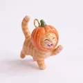 Detailed view of cute ceramic tabby cat charm wearing a pumpkin hat for DIY jewelry making - Pendant Only / Pumpkin Cat Pendant