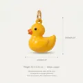 Cute yellow enamel duck pendant with 18K gold plating, shown with size and weight - 2 Duck