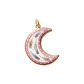 Close-up of a crescent moon pendant featuring pink enamel and shooting star details. - Pink Crescent Shooting Star Pendant Only (Without Chain)