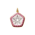 Detailed macro view showing the pink pentagonal charm with white stars and polka dot patterns - Pink Pentagram Five-Pointed Star Pendant Only (Without Chain)