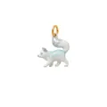 Detailed macro view of a cute white and blue enamel fox animal charm pendant for necklaces - Pendant Only / Gradient Ice Blue Little Fox Pendant