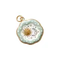 Close-up showing the intricate sun and moon enamel details on a gold-plated charm - Light Green Scalloped Sun Moon Pendant Only (Without Chain)