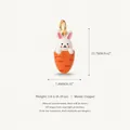 Detail view of a cute rabbit carrot enamel pendant showing exact dimensions and weight - Carrot Bunny Pendant