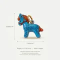Vibrant blue horse charm pendant with dots, 18K gold plated copper, 17x15mm dimensions. - Blue Horse