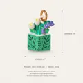 Specifiche dettagliate di dimensioni e peso per il ciondolo libro con mazzo di fiori. - Bouquet di Fiori Libro Verde-3