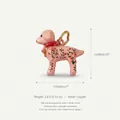 Pink enamel puppy dog pendant with floral pattern and 18K gold plated copper ring - Spotted Dog