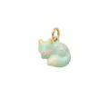 Cute mint green fox charm with pink spots and gold-tone loop for jewelry making. - Pendant Only / Light Green Spotted Curling Fox Pendant