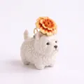 Close-up of cute ceramic white puppy pendant with an orange flower for DIY jewelry - Orange Westie Pendant (MQPK262714KI)