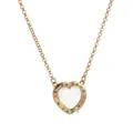 Elegante collana con ciondolo a cuore in oro, cristallo trasparente e pietre colorate - Collana Medaglione Cuore Pietre Colorate