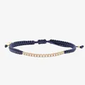 Marineblaues, geflochtenes verstellbares Armband mit goldfarbener Zirkonia-Leiste - Halber Ewigkeit-Stil / Marineblau