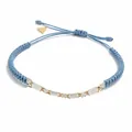 Verstellbares blaues geflochtenes Armband mit rechteckigen und runden Zirkonia-Steinen - Trapez Strass Geflochtener Stil / Hellblau