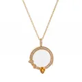 Elegante Goldkette mit rundem Bergkristall-Anhänger und bunten Edelsteindetails - Runde Transparente Fotobox-halskette Mit Gelbem Saphir