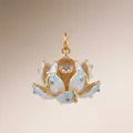 Detailed macro view of 3D lotus pendant with blue enamel, pearls, and grey zircons - January Snow Lotus Pendant Only (Without Chain)