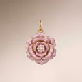 Detailed view of handcrafted pink enamel rose pendant featuring elegant pearl accents - June Rose Pendant Only (Without Chain)