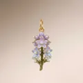 Detail showing fine enamel work and pearl accents on the vintage gold flower pendant. - July Larkspur Pendant Only (Without Chain)
