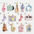 Assorted music themed enamel pendants including notes and instruments for DIY - Heart Musical Note Pendant