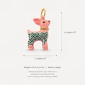 Vista dettagliata del ciondolo animale rosa con dimensioni e specifiche in rame - Pink Deer