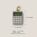 Detailed view of a mini copper calculator pendant showing dimensions and weight specifications - Calculator Pendant (8)