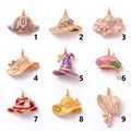 Detailed display of nine unique vintage enamel hat pendants with zircon and pearl accents. - Rhinestone Pirate Hat Pendant (1)