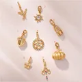 Vintage gold-plated charms with zircon inlay, assorted designs from wheat to pumpkin - Pendant Only (Without Chain)-Rhinestone Wheat