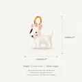 Close-up of small Bull Terrier dog pendant with size, weight, and copper material info. - Bull Terrier Puppy / Dark Red