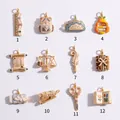 Collection of 12 artistic stationery charms with enamel and pearls for DIY jewelry. - Ruler Pendant (1)