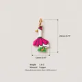 Detail view of cute cartoon goose pendant with 20mm height and copper material - Flower Goose Style (MQPK260318RI) / 20mm x 12mm