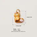 Fox-shaped cartoon animal pendant with orange slice pattern made of durable copper - Fox