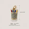 Vibrant cartoon pencil holder copper charm pendant for creative jewelry making DIY projects - Pen Holder Pendant (6)