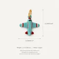 Detailed blue enamel airplane charm pendant made of copper with golden ring for jewelry making - 10 Airplane