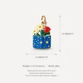 Alloy flower pendant charm in blue star container with dimensions and weight info - Blue Book Flower Bouquet-2