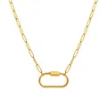 Collier chaîne trombone en laiton doré avec un pendentif mousqueton minimaliste chic - Chaîne Trombone Mousqueton Dorée