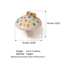Detailed view of colorful polka dot mushroom pendant with 14mm size and weight specifications - 15 Mushroom