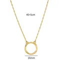 Collier doré minimaliste à pendentif circulaire, texture bambou, chaîne de 45+5cm - Chaîne à Anneau Ressort et Boucle Texturée