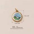 Detailed view of 18K gold plated 316 stainless steel pendant with dimensions and weight info - Lakeside Pendant No. 9